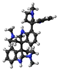 Ball-and-stick model of the hodgkinsine molecule