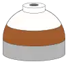  Illustration of cylinder shoulder painted in brown (lower and white (upper) bands