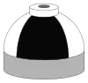  Illustration of cylinder shoulder painted in black and white quarters for a mixture of oxygen and nitrogen.
