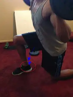 Increased pressure and high loads on the ankle joint can cause TTS, as can smaller than normal shoes. In this picture, most of the load is placed upon the knee and ankle joint.