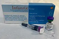 Infanrix hexa (DTaP-HepB-IPV-Hib) used in the UK for primary immunisation in young children