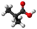 Ball-and-stick model of the isobutyric acid molecule
