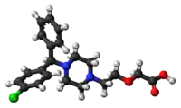 Ball-and-stick model of the levocetirizine molecule