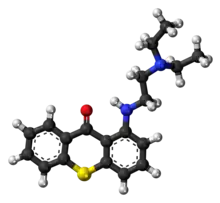 Ball-and-stick model of the lucanthone molecule