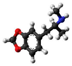 Ball-and-stick model of an MDMA molecule