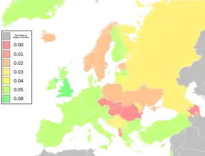 Map of Europe with BAC levels