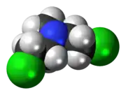 Space-filling model of the chlormethine molecule