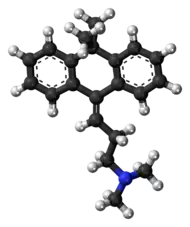 Ball-and-stick model of the melitracen molecule