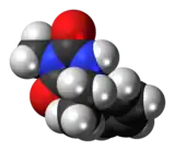 Space-filling model of the mephenytoin molecule