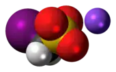 Space-filling model of methiodal as a sodium salt