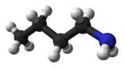 Ball-and-stick model of the n-butylamine molecule