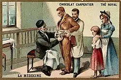 Pasteur inoculating a man with the rabies virus