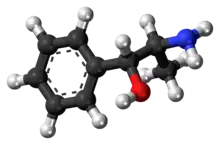 Ball-and-stick model of the phenylpropanolamine molecule
