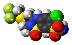 Space-filling model of the polythiazide molecule