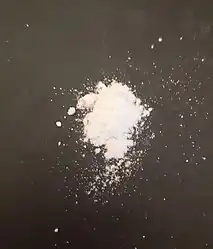 ~98% pure etizolam powder. The pictured amount is roughly 150 mg, and is thus around 150 standard doses.