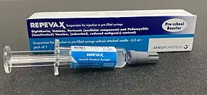 REPEVAX (dTaP/IPV), for use from 3 years of age as a booster following primary immunization and for passive protection against pertussis in early infancy following maternal immunization