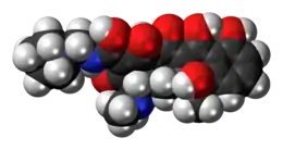 Space-filling model of the rolitetracycline molecule