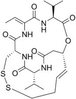 Skeletal formula of romidepsin