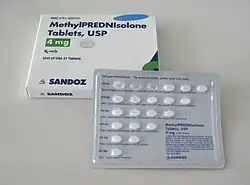 Some 4-mg methylprednisolone tablets by Sandoz