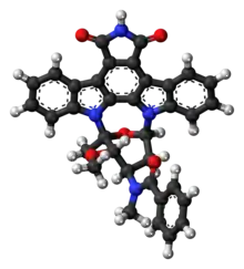 Ball-and-stick model of the stauprimide molecule