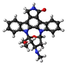 Ball-and-stick model of the staurosporine molecule