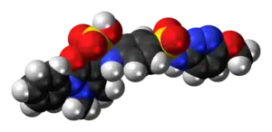 Space-filling model of the sulfamazone molecule