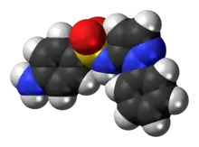 Space-filling model of the sulfaphenazole molecule