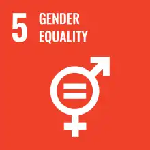 Logo combining the male and female symbols and an equal sign in the centre to denote gender equality, as used in the fifth Sustainable Development Goal which addresses Gender Equality