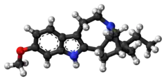 Ball-and-stick model of the tabernanthine molecule
