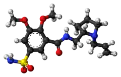 Ball-and-stick model of the veralipride molecule