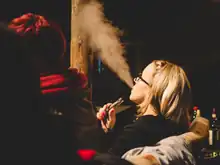 Aerosol (vapor) exhaled by an e-cigarette user may expose non-users to second-hand vapor.