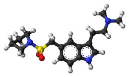 Ball-and-stick model of the almotriptan molecule