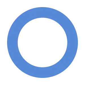 A hollow circle with a thick blue border and a clear centre