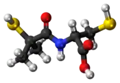 Ball-and-stick model of the bucillamine molecule