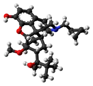 Ball-and-stick model of the buprenorphine molecule