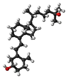 Ball-and-stick model of the calcifediol molecule