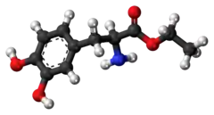 Ball-and-stick model of the etilevodopa molecule