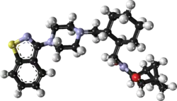 Ball-and-stick model of the lurasidone molecule