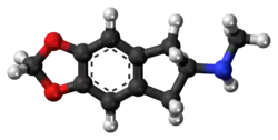 Ball-and-stick model of the MDMAI molecule