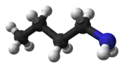 Ball-and-stick model of the n-butylamine molecule