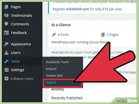 Image titled Export and Import a Wordpress Blog Step 2