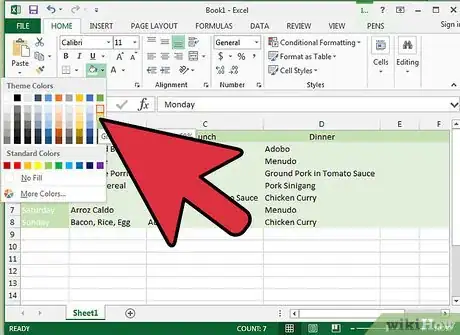 Image titled Create a Family Meal Plan in Excel Step 18