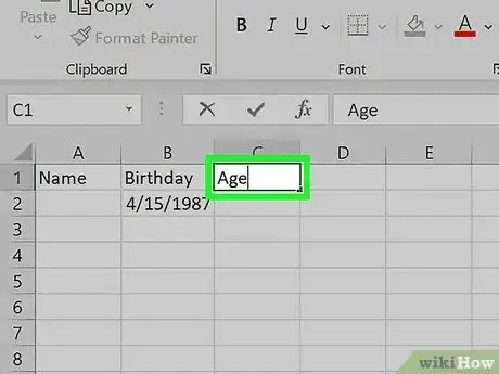 Image titled Calculate Age on Excel Step 3