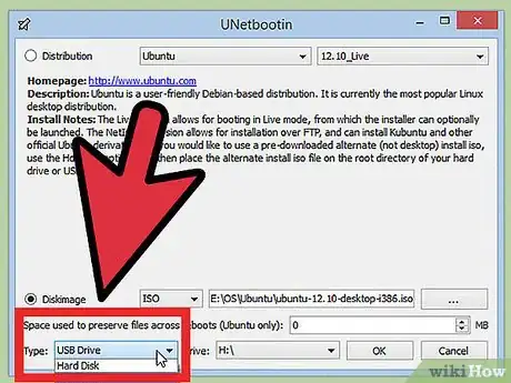 Image titled Make a Bootable Ubuntu with USB Drive Using UNetbootin Step 4