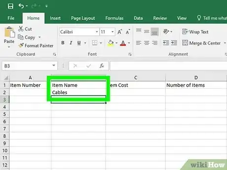 Image titled Create an Inventory List in Excel Step 14