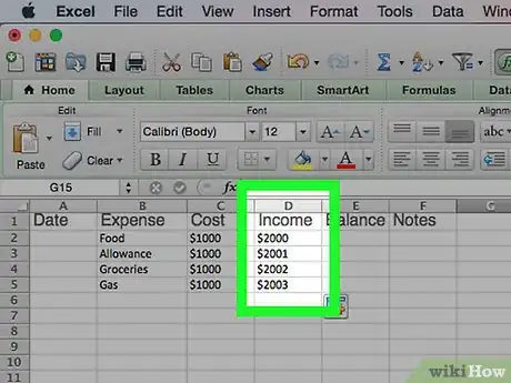 Image titled Make a Personal Budget on Excel Step 12