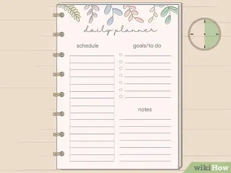Image titled An empty planner with 30-minute time set.
