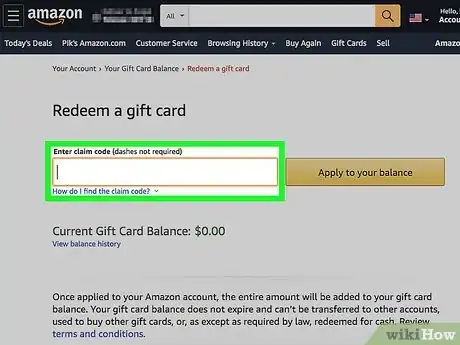 Image titled Apply a Gift Card Code to Amazon Step 6