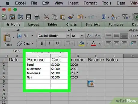 Image titled Make a Personal Budget on Excel Step 11