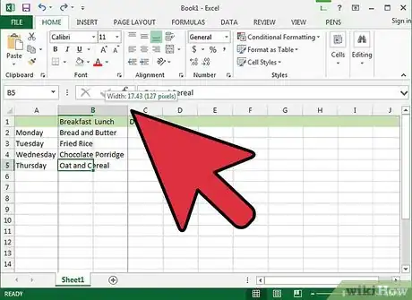Image titled Create a Family Meal Plan in Excel Step 11